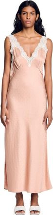 Sandro Rhinestone lingerie-style dress in Nude at Nordstrom, Size 34