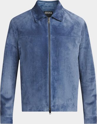 Ermenegildo Zegna Men & apos;s Suede Full-Zip Blouson