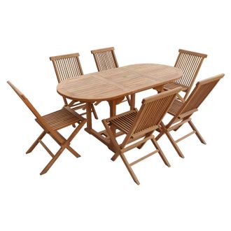 Happy Garden Happy Garden - Muebles De Jard&iacute;n De Teca Lombok Mesa Extensible Ovalada 6 Plazas