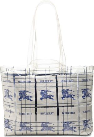 Burberry Pre-owned Womens Polyurethane Transparent Ekd Label Tote - White - One Size