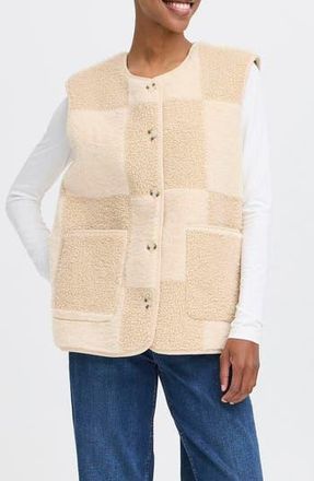 Ichi Patchwork Faux Shearling Vest in Fog at Nordstrom Rack, Size X-Small