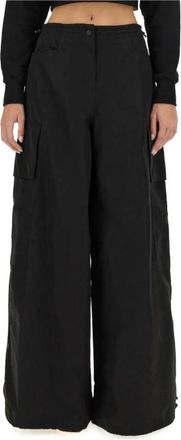 Palm Angels Wijde cargobroek - Dames - Wijde Broeken - Zwart - XS - Polyester - Broeken