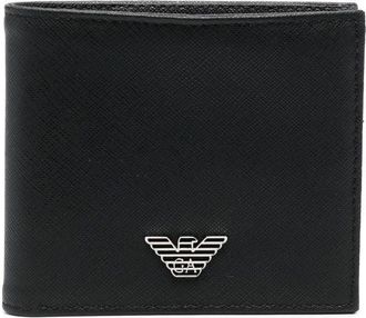 Emporio Armani logo-plaque bi-fold wallet - men - Recycled Leather/Polyamide/Polyester/Polyester/Polyurethane - One Size - Black