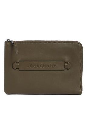 Longchamp Leather Card Case in Khaki at Nordstrom Rack