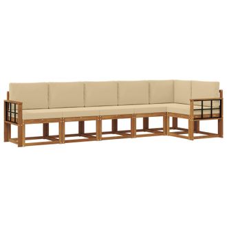 vidaXL Conjunto De Sof&aacute;s De Exterior Con Coj&iacute;n 6 Pcs Natural Y Beige Vidaxl