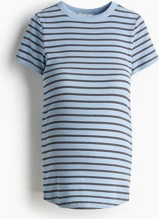 H&M Mama Ribbed Top in Light Blue/striped at Nordstrom, Size Xx-Large