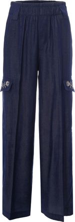 Liu Jo High-Waisted Cargo Pants with Strass Embellishments