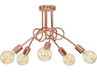 OEM L&aacute;mpara Colgante Moderna Edison Tipo Loft De Cobre, 5 X 60 W