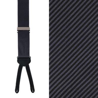 Trafalgar Store Big & Tall Leyton Diagonal Lined Tone on Tone Silk Formal End Suspenders in Graphite at Nordstrom, Size One Size Big