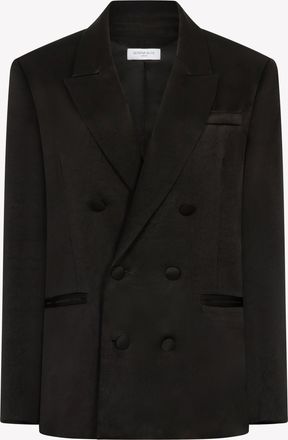 Serena Bute Satin Double Breasted Blazer - Black