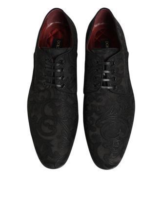 Dolce & Gabbana Black Brocade Lace Up Derby Men Dress Shoes 44+pa+pl+vi