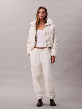 Calvin Klein Jeans Calvin Klein Womens Fleece Velvet Monologo Sweatpants - White - XS