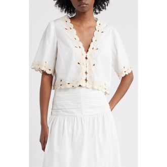 Rails Cataluna Embroidered Cotton Poplin Crop Top in White at Nordstrom Rack, Size Xx-Large
