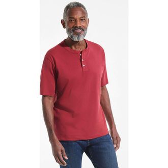Lands End Short Sleeve Super-T Henley in Rosewood at Nordstrom, Size Xx-Large