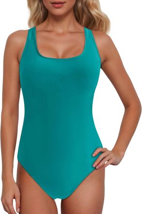 Generic Period Swimwear 1 Piece Leak Proof Menstrual Athletic Swimsuit Racerback Bathing Suit for Teens Girls Womens Athletic Racerback Bathing Suit Color Blo