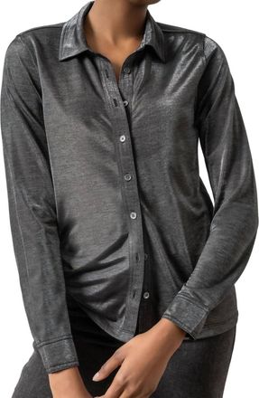 Lilla P Sparkle Button Down Shirt In Black