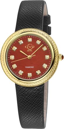 Gevril Group Arezzo Quartz Diamond Red Dial Ladies Watch 13303.1