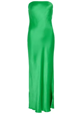 Bec&bridge Moon Dance Strapless Satin Maxi Dress - Green - 14 (UK14 / L)