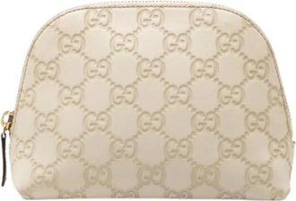 Gucci Pre-owned Clutches, female, White, Size: ONE SIZE Pre-owned Embossed Leather Pouch
