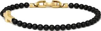 Vincero Spiritual Bead Cross Bracelet in Black at Nordstrom, Size Medium
