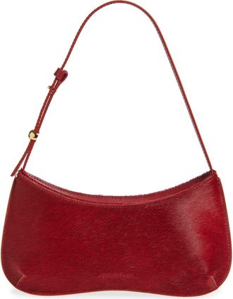 Jacquemus Le Bisou Genuine Calf Hair Shoulder Bag in Dark Red 480 at Nordstrom