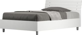 ITYhome Letto Una Piazza E Mezza - Ankel - Colore: Bianco Frassino - Dimensione Rete: 120x200 - Tipologia Testata: Testata Inclinata - Tipologia Letto: Con Re