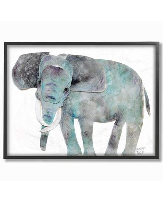 Stupell Industries Watercolor Cutout Collage Elephant By Marley Ungaro Framed Art