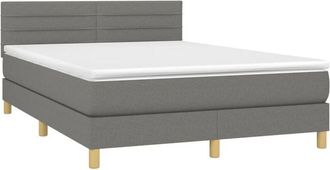 vidaXL Cama Box Spring Con Colch&oacute;n Tela Gris Oscuro 140x200 Cm Vidaxl