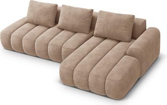 CXL by Christian Lacroix Sof&aacute; cama esquinero derecho con ba&uacute;l 4 plazas terciopelo beige oscuro