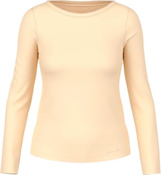 Marc Cain T-shirt met zijden halslijn - Dames - Longsleeves - Oranje - 3XL - Katoen - Tops