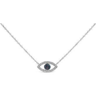 House of Brilliance Sterling Silver 1/4 Cttw Blue and White Diamond Evil Eye Necklace at Nordstrom