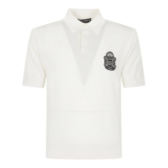 Dolce & Gabbana Polo Shirts, male, White, Size: XS Cotton Polo Shirt