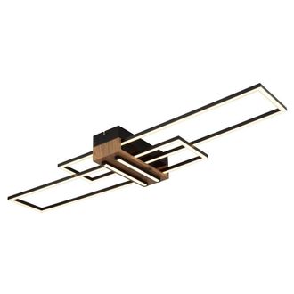 Netlighting Dakari 100x25cm Semi Flush Ceiling Light Matt Black 2x LED 3000K | Size: 100x25 cm