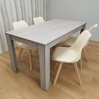 Kosy Koala Modern Grey Dining Table Set With 4 Cream Chairs Dining Room Furniture