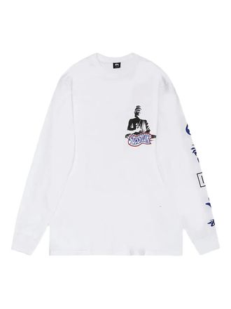 Stüssy T-shirt Buddha a maniche lunghe - Bianco
