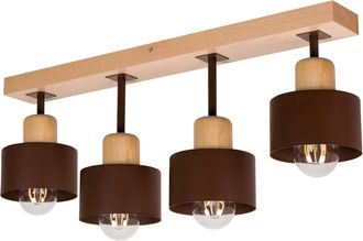OEM L&aacute;mpara De Techo Marr&oacute;n De Madera Y Metal De Estilo Escandinavo, 4xe27, Iluminaci&oacute;n Led Moderna Para Sal&oacute;n, Cocina, Dormitorio, Habitaci&oacute;n Infantil, L