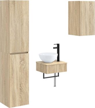 vidaXL Juego De Muebles De Ba&ntilde;o 3 Uds. Roble Sonoma 33 X 34,5 X 160 Cm Vidaxl