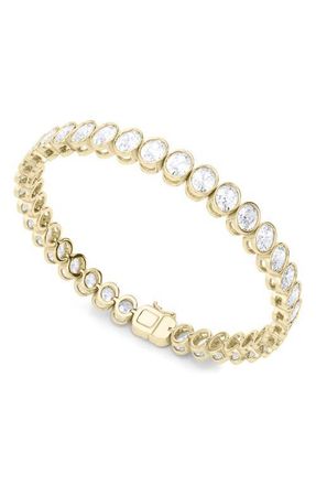 HauteCarat Oval Cut Lab Created Diamond Tennis Bracelet in 18K Yellow Gold at Nordstrom, Size 6.5