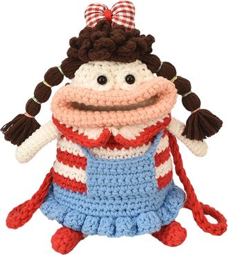 Generic Knitted Phone Purse, Funny Cartoon Shoulder Bag, Compact Size Pouch with Soft Knit Texture, Handmade Yarn Mini Bag, Sausage Mouth Design Style, Cell P