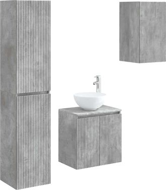 vidaXL Juego De Muebles De Ba&ntilde;o 3 Uds. Gris Hormig&oacute;n Vidaxl