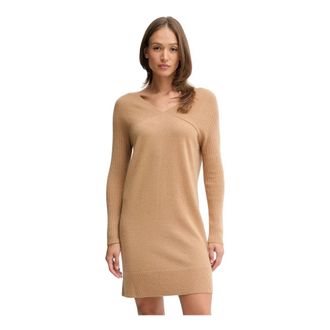 Benetton Kleedjes, Dames, Bruin, M, Wol, Gebreide Jurk