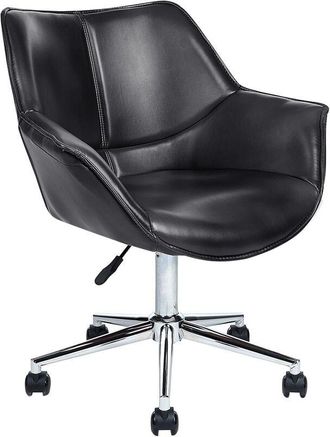 Beliani Silla De Oficina De Piel Sint&eacute;tica Negra Giratorio Altura Ajustable Newdale