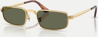 Ray-Ban RB3927 - Occhiali da sole rettangolari color oro Arista con lenti verdi polarizzate