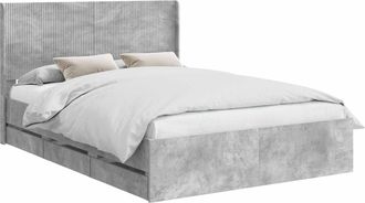 vidaXL Estructura De Cama Con Almacenamiento Y Cabecero Gris Hormig&oacute;n Vidaxl