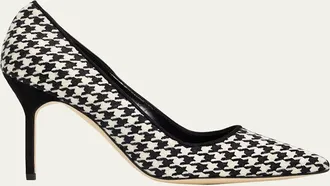 Manolo Blahnik 90mm BB Houndstooth Wool Pumps