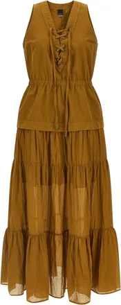 Pinko Brown Cotton Long Womens Dress