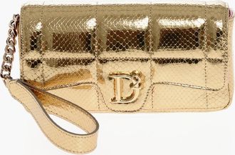 Dsquared2 Snake-Effect Leather Pochette with Gold Monogram Dsquared2