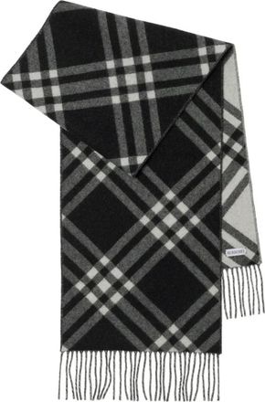 Burberry Cashmere Sjaal met Ruitpatroon - Heren - Wintersjaals - Zwart - ONE Size - Kasjmier - Accessoires
