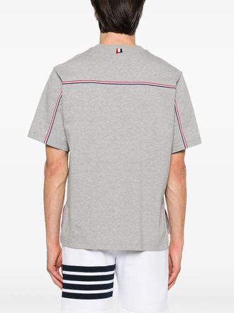 Thom Browne Oversized Short Sleeve Tee W/ Rwb Knit Trim In Medium Weight Jersey