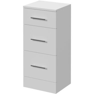 Alexander James Alexander James Gloss White 350mm x 300mm 3 Drawer Storage Unit - 350mm - Chrome 96mm Bar Handle